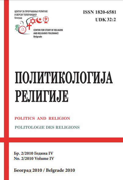 					View Vol. 4 No. 2 (2010): Politics and Religion Journal
				